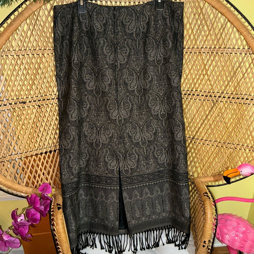 Vintage Talbots Paisley Boho Wool Midi Skirt Size 18 - Picture 9 of 12